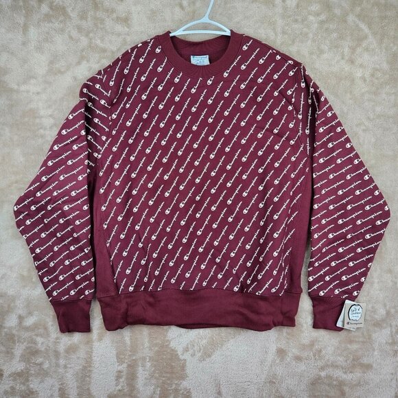 NWT Champion Sweatshirt All Over Print Men's Sz XL Reverse Weave $65 Long Sleeve - Picture 1 of 10